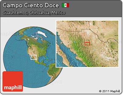 Satellite Location Map of Campo Ciento Doce