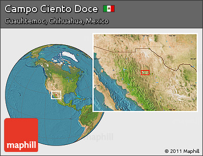 Satellite Location Map of Campo Ciento Doce