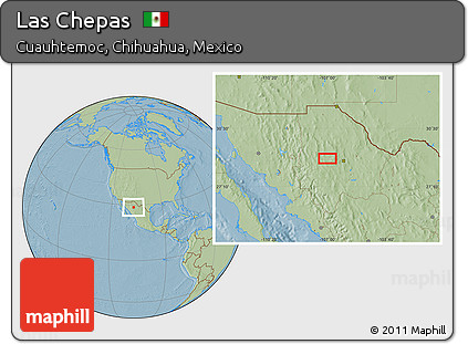 Savanna Style Location Map of Las Chepas, hill shading