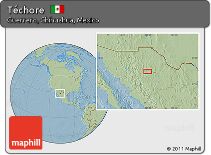 Savanna Style Location Map of Téchore, hill shading