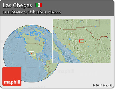 Savanna Style Location Map of Las Chepas, hill shading