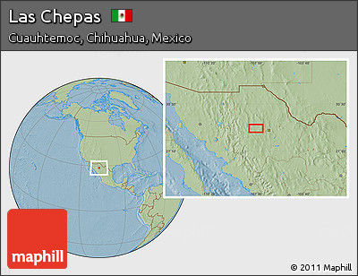 Savanna Style Location Map of Las Chepas, hill shading