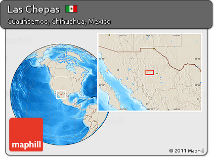 Shaded Relief Location Map of Las Chepas