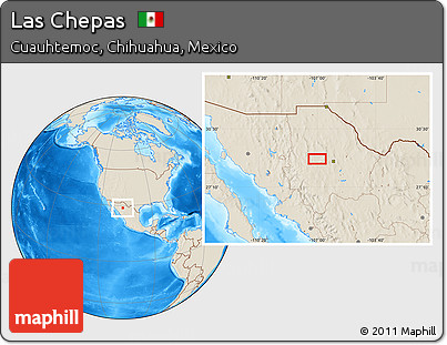 Shaded Relief Location Map of Las Chepas