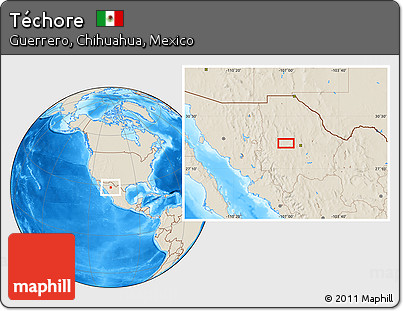 Shaded Relief Location Map of Téchore