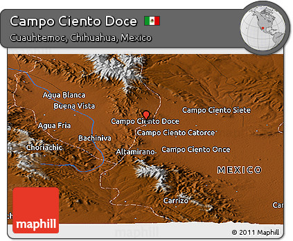 Physical Panoramic Map of Campo Ciento Doce