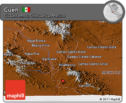 Physical Panoramic Map of Cuén