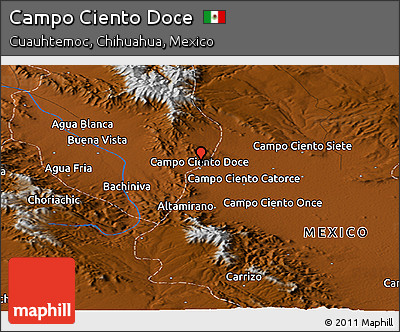 Physical Panoramic Map of Campo Ciento Doce
