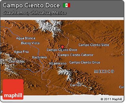 Physical Panoramic Map of Campo Ciento Doce