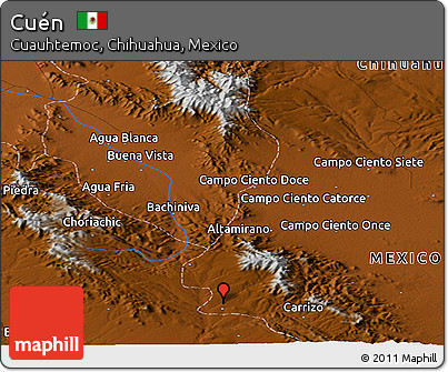 Physical Panoramic Map of Cuén