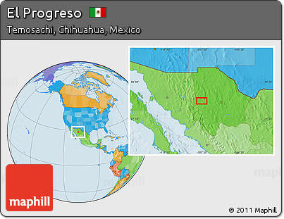 Political Location Map of El Progreso