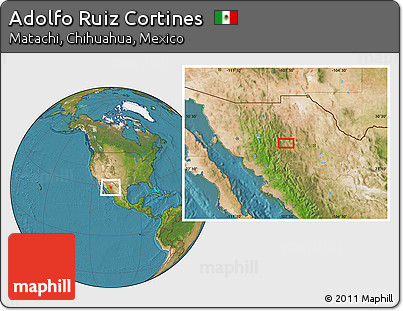 Satellite Location Map of Adolfo Ruiz Cortines