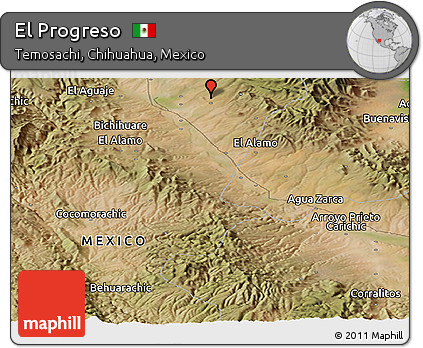 Satellite Panoramic Map of El Progreso