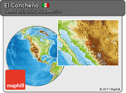 Physical Location Map of El Concheño