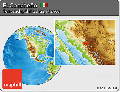 Physical Location Map of El Concheño