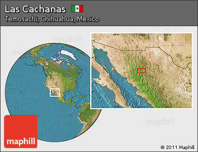 Satellite Location Map of Las Cachanas