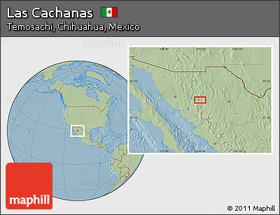 Savanna Style Location Map of Las Cachanas, hill shading