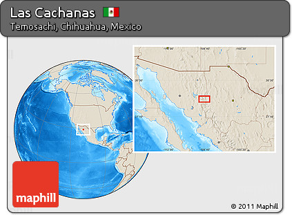 Shaded Relief Location Map of Las Cachanas