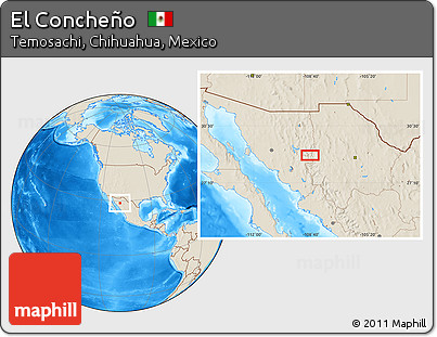 Shaded Relief Location Map of El Concheño