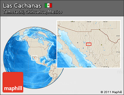 Shaded Relief Location Map of Las Cachanas