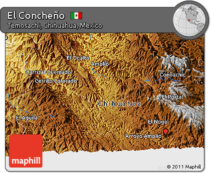 Physical Panoramic Map of El Concheño