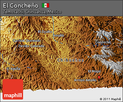 Physical Panoramic Map of El Concheño