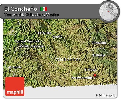 Satellite Panoramic Map of El Concheño