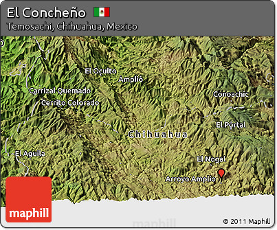 Satellite Panoramic Map of El Concheño