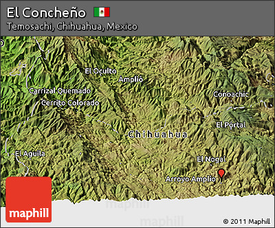 Satellite Panoramic Map of El Concheño