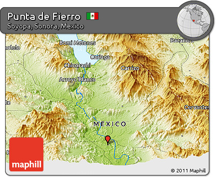 Physical Panoramic Map of Punta De Fierro