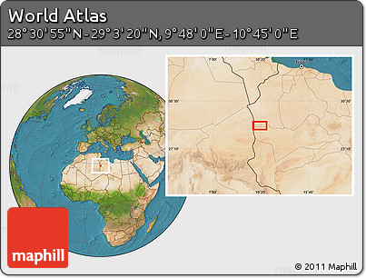 Satellite Location Map of the Area around 28° 47' 8" N, 10° 16' 30" E