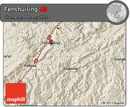 Shaded Relief Map of Fenshuiling