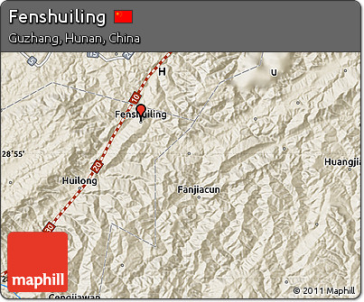 Shaded Relief Map of Fenshuiling