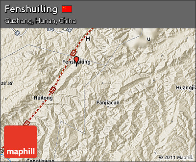 Shaded Relief Map of Fenshuiling