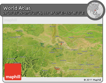 Satellite 3D Map of the Area around 28° 47' 8" N, 112° 16' 30" E