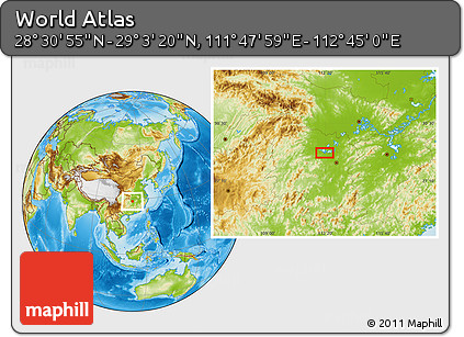 Physical Location Map of the Area around 28° 47' 8" N, 112° 16' 30" E