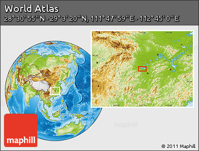 Physical Location Map of the Area around 28° 47' 8" N, 112° 16' 30" E