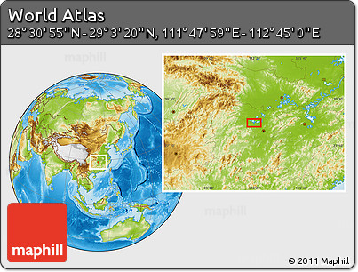 Physical Location Map of the Area around 28° 47' 8" N, 112° 16' 30" E