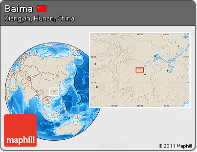 Shaded Relief Location Map of Baima