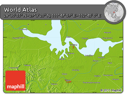 Physical Map of the Area around 28° 47' 8" N, 112° 16' 30" E