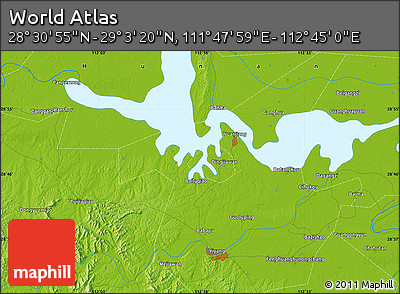 Physical Map of the Area around 28° 47' 8" N, 112° 16' 30" E