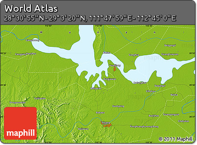 Physical Map of the Area around 28° 47' 8" N, 112° 16' 30" E