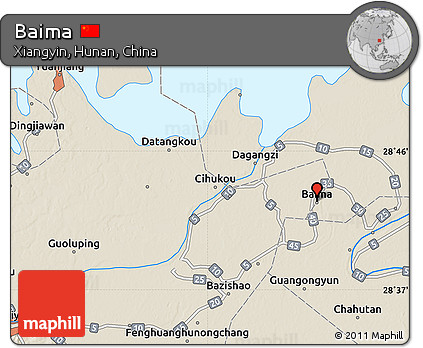 Shaded Relief Map of Baima