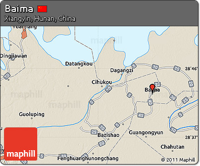 Shaded Relief Map of Baima