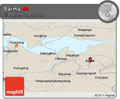Shaded Relief Panoramic Map of Baima