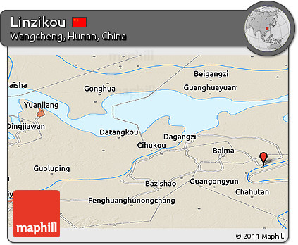 Shaded Relief Panoramic Map of Linzikou