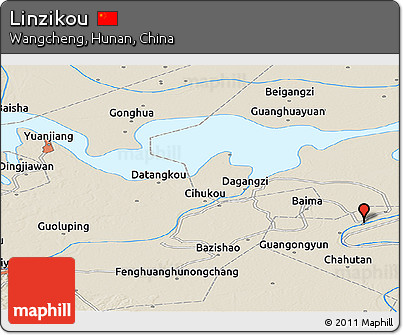 Shaded Relief Panoramic Map of Linzikou