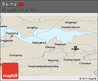 Shaded Relief Panoramic Map of Baima