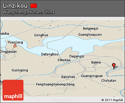 Shaded Relief Panoramic Map of Linzikou