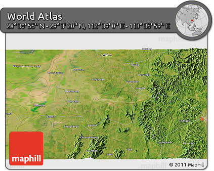 Satellite 3D Map of the Area around 28° 47' 8" N, 113° 7' 30" E